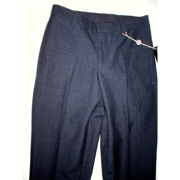 NWT New Mens E Tautz Italy 26 28 R Tall 36 Wool Pants Designer Black Gray Plaid - Picture 1 of 5